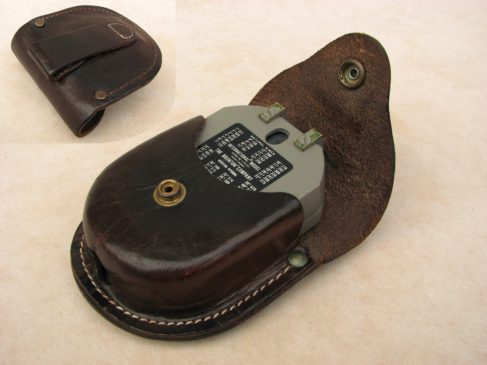 Original Brunton compass, International Model, in Brunton branded leather case